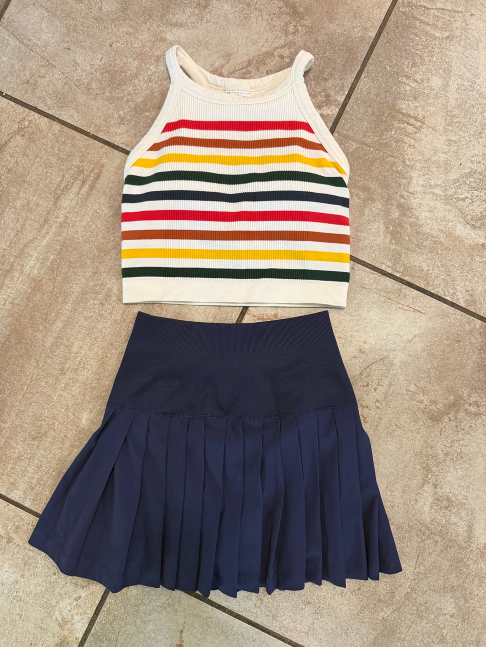Wilson Midtown Navy Tennis Skirt (NWT) with striped Brami XS